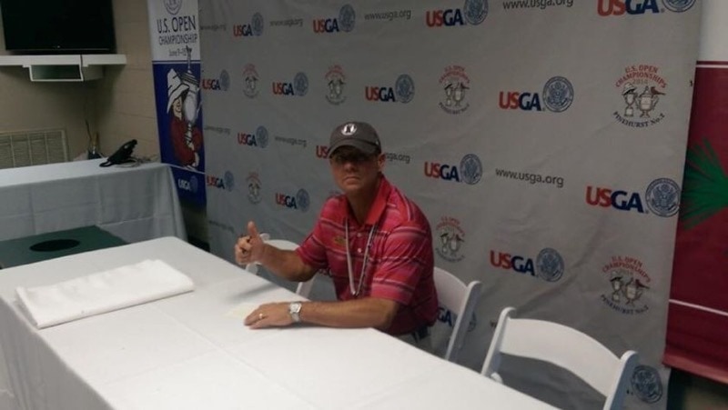 Pinehurst Caddiemaster Jimmy Smith, aka “Elvis” hangs out in the 2014 U.S. Open Players Scoring area.