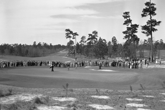 The fourth green of Pinehurst No. 2, as it appeared during the 1936 North & South Open – the same year Pinehurst hosted its first major event, the 1936 PGA Championship. Photo courtesy of the Tufts Archives.