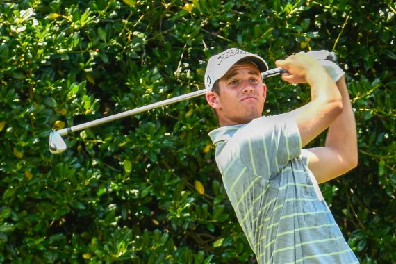 North & South Amateur Runner-Up Noah Norton tees off on the 1st hole of Pinehurst No. 2.