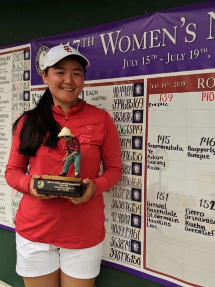 Southern Cal’s Allisen Corpuz earned the top seed after winning medalist honors at the Women’s North & South Amateur. She advanced to the Round of 16 in match play on Wednesday.