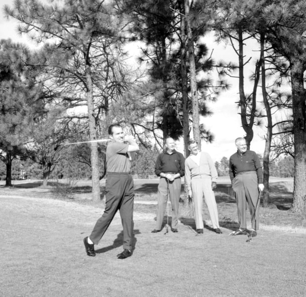 Richard Nixon played golf in Pinehurst in 1964 before taking office. (Photo from Tufts Archives)