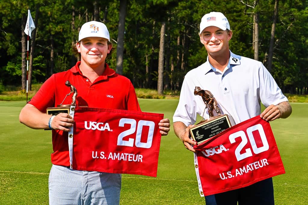 As champion and runner-up of the 120th North & South Amateur, Tyler Strafaci, right, and William Holcomb V will receive automatic exemptions into the 2020 U.S. Amateur.