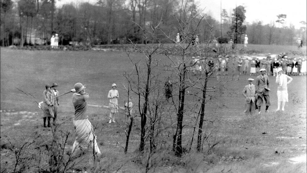 Maureen Orcutt hits out of trouble during the Women’s North & South Amateur.