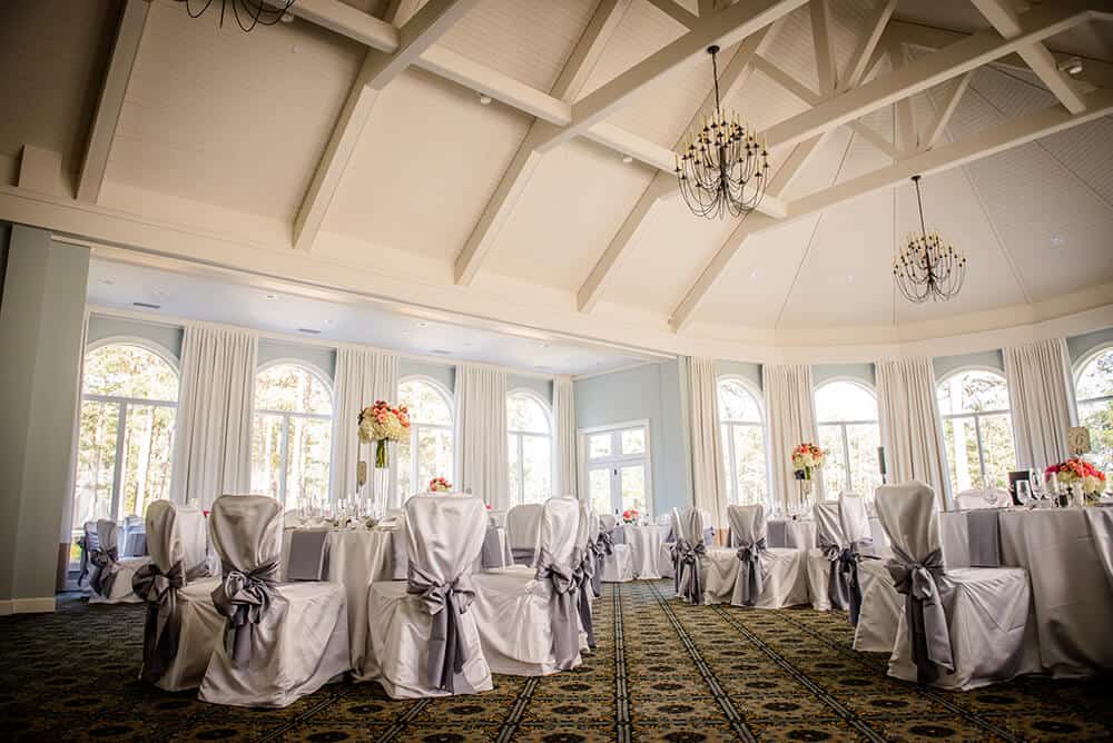 Pinehurst wedding venue indoor with covers on chairs