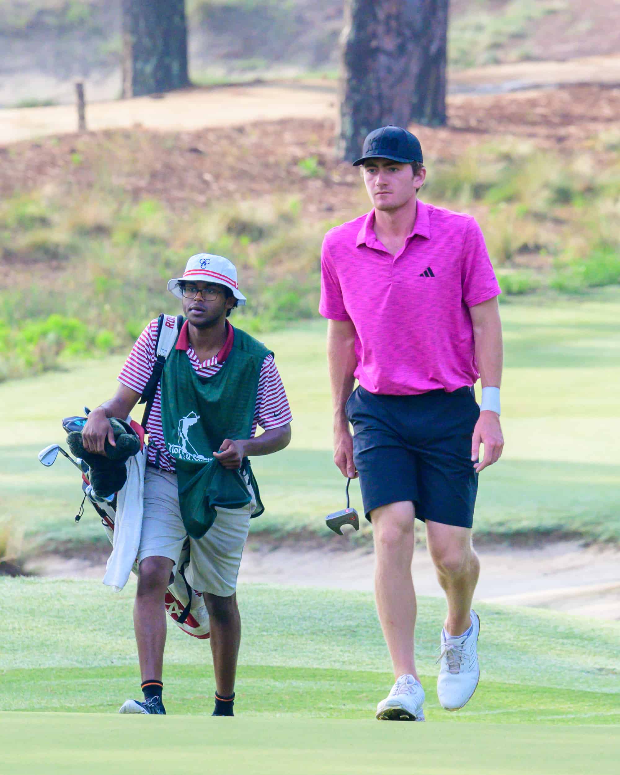 Nick Dunlap stalks the fairway on No. 2. (Photo by John Patota)