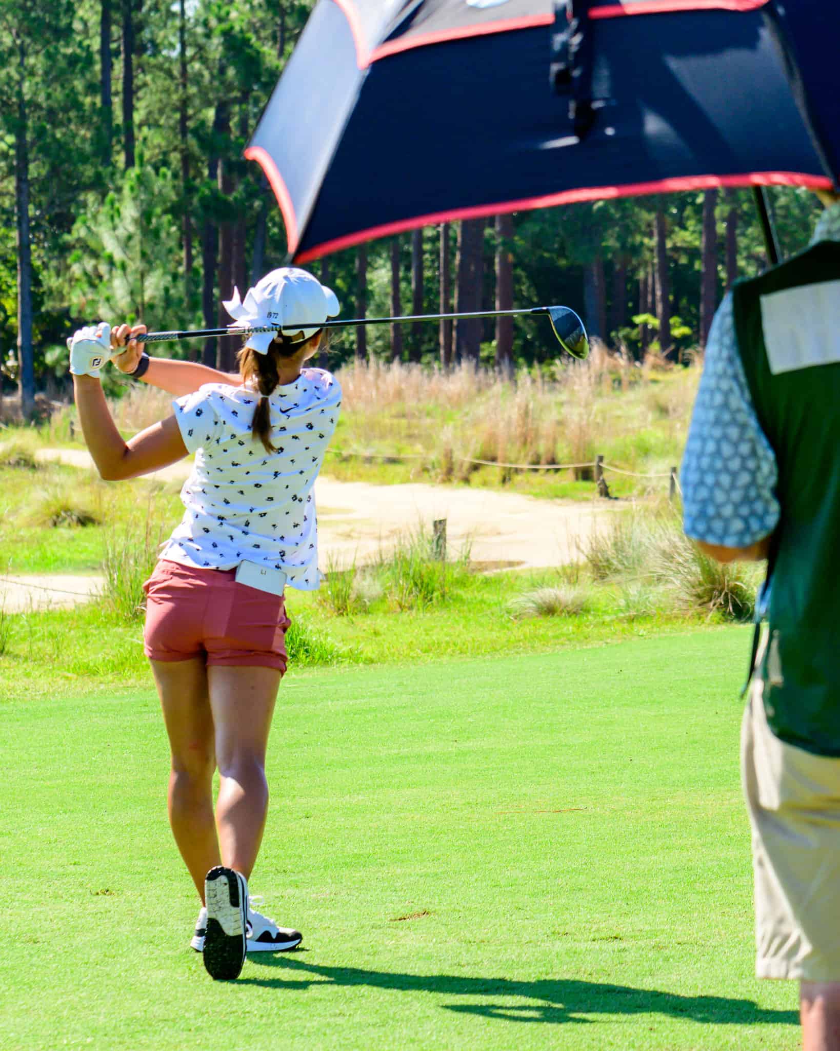 Katie Li hits a tee shot on Tuesday. (Photo by John Patota)