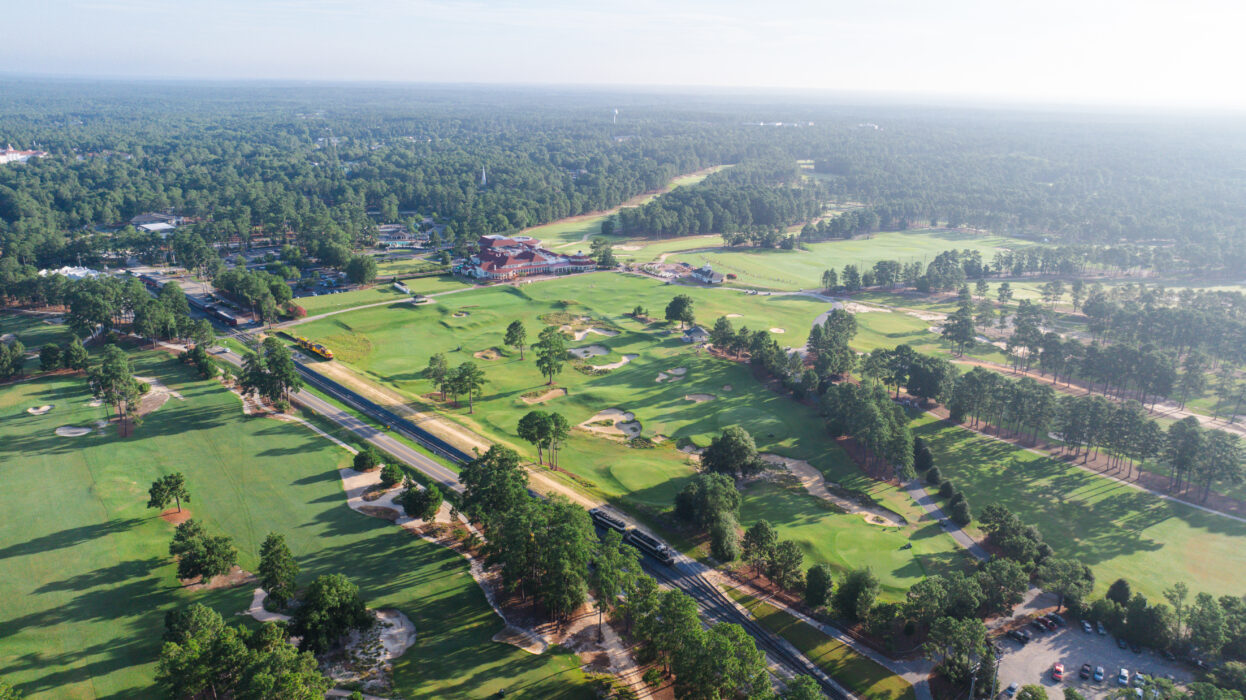 Aerial shot of the Cradle, No. 1, No. 3, No. 5, and the Clubhouse.