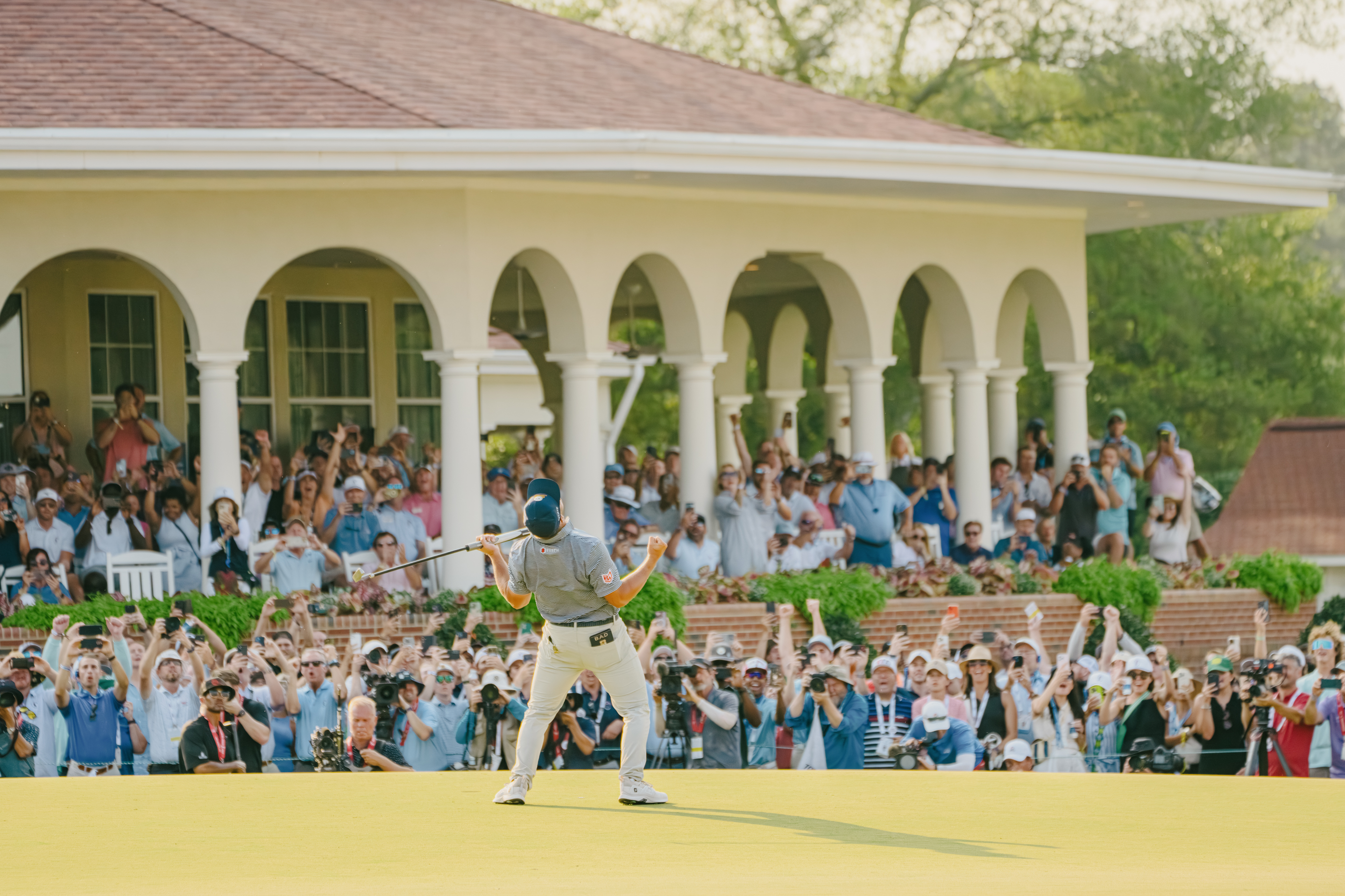 Another of Bryson DeChambeau's greatest moments at Pinehurst. (Photo by Matt Gibson)